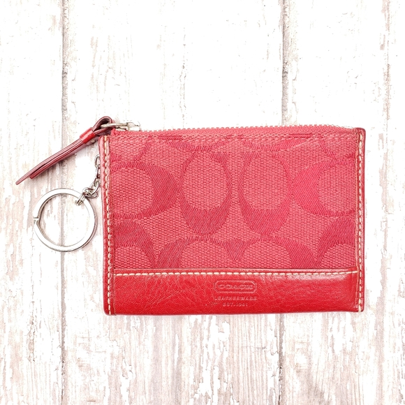 Coach | Accessories | Coach Signature Red Mini Skinny Keychain | Poshmark